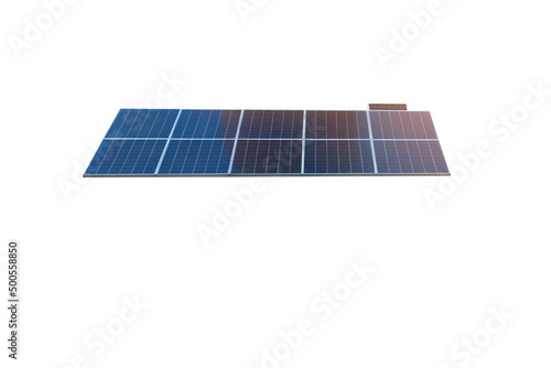 Solarcell panels or photovoltaics on white background. Concept for natural energy, clean power and go green.