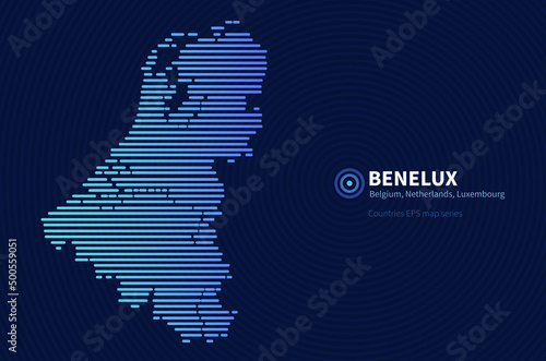Benelux map. horizontal bar-shaped map of the countries for brochure.