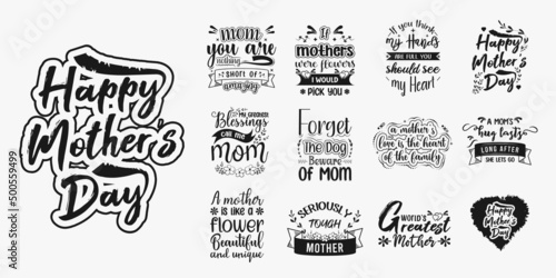 Set of mother's day lettering bundle for t-shirt, print, card and much more, Mother's day lettering typography t-shirt design, Inspirational mother's day slogans, Mom quote typography t-shirt design