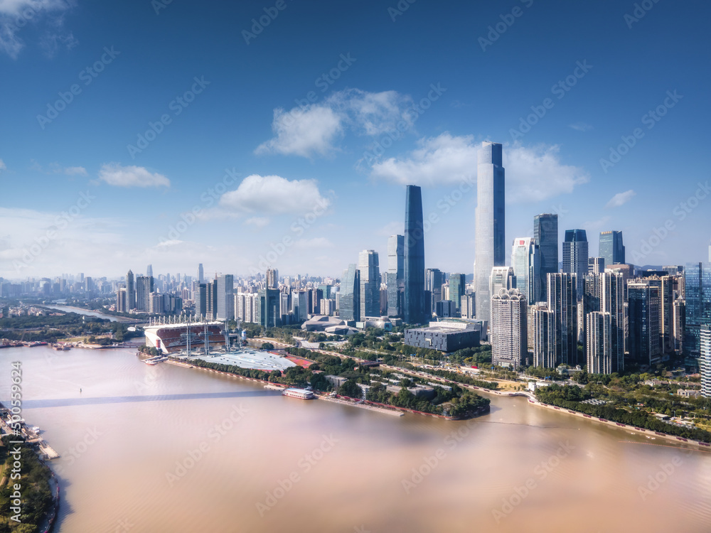 aerial photography guangzhou city skyline