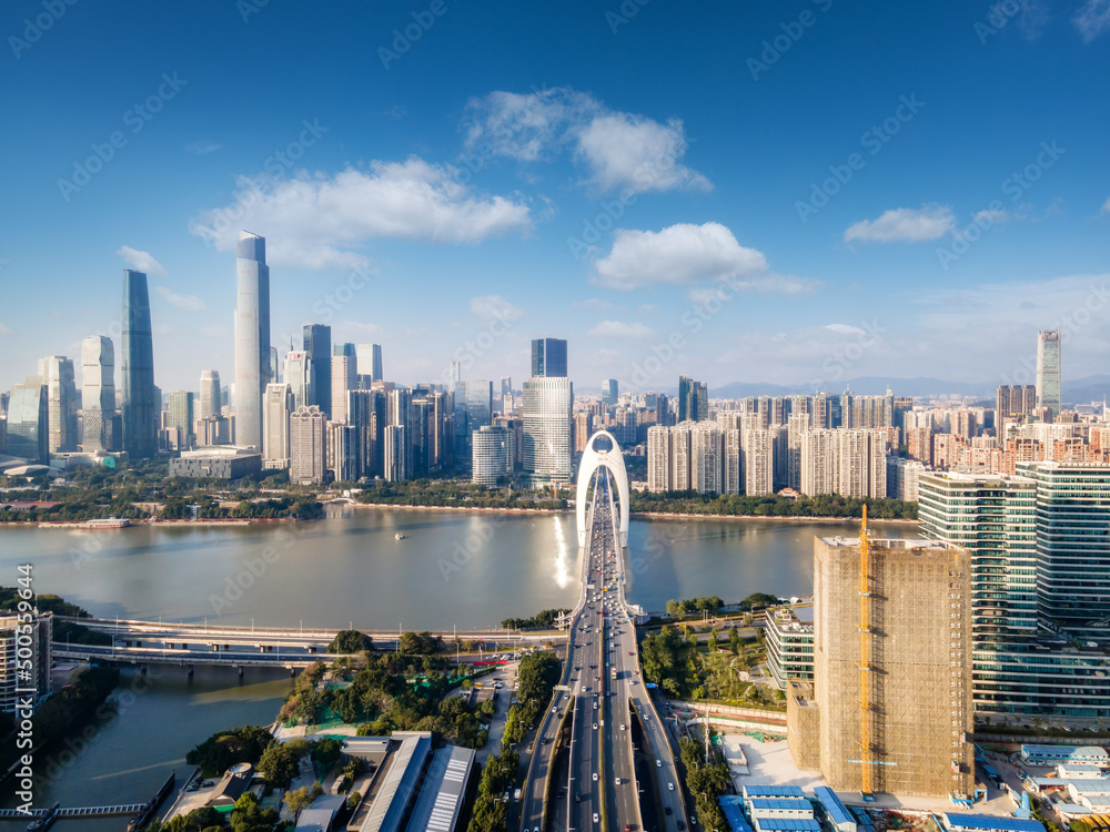 Obraz premium aerial photography guangzhou city skyline