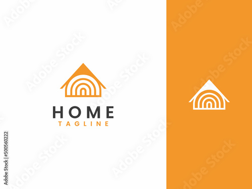 Smart home logo template, Home and fingerprint concept