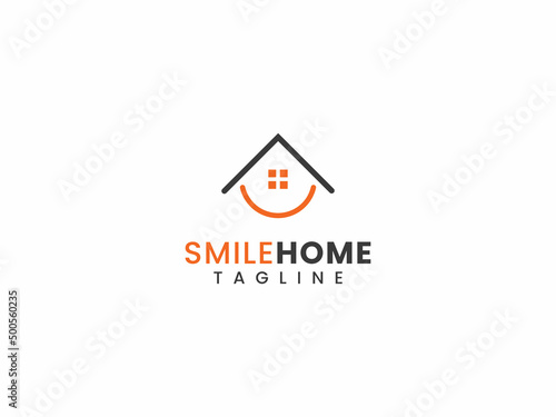 Smile home logo template, Happy face and home concept