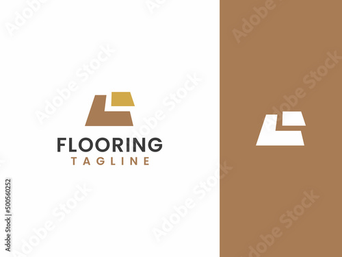 Creative wood flooring logo template