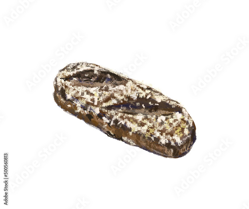 Long rectangle dark brown chocolate bread in digital drawing illustration art design