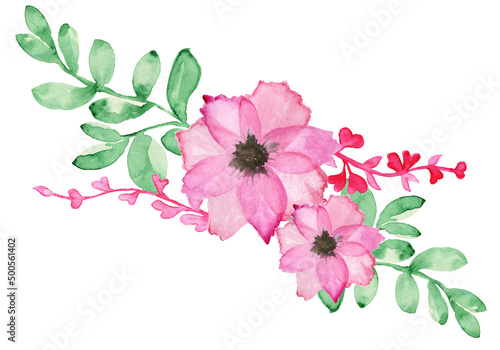 Fototapeta Naklejka Na Ścianę i Meble -  Watercolor bouquets of spring flowers . Suitable for greeting cards,invitations,design works,crafts and hobbies.