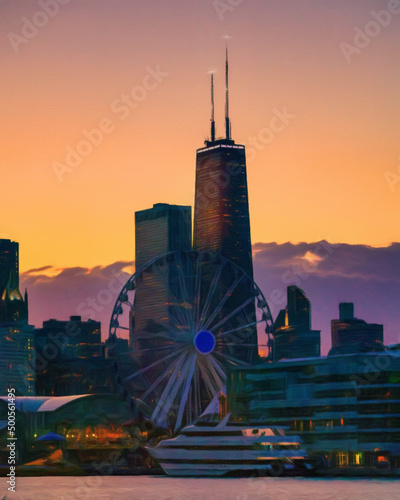 Photography Chicago USA city center skyscrapers and architecture, America travel downtown, d