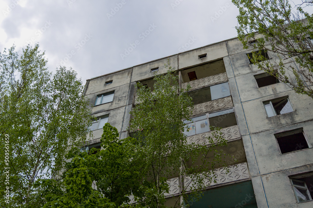 Houses in Chernobyl town in the Ukraine
