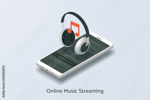 Online music streaming service via smartphone with wireless headphones