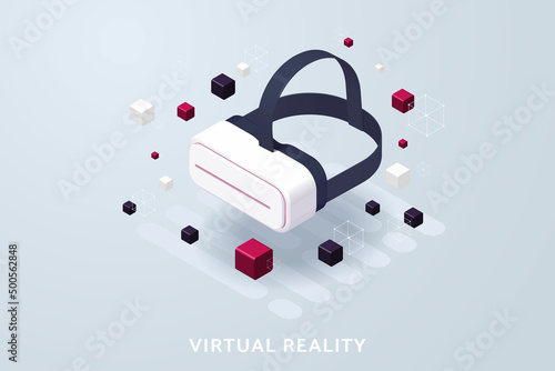 Virtual reality glasses with objects floating around