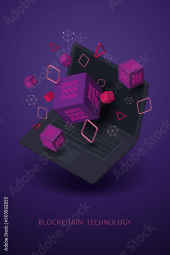 Virtual reality metaverse, blockchain technology for on laptop