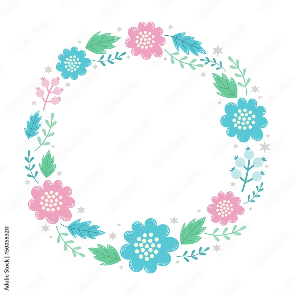 Cute vector flower wreath. Design element. Cute vector flower wreath. Design element.