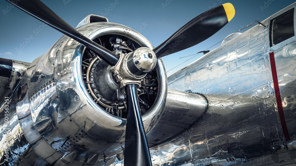 propeller of an historical aircraft - obrazy, fototapety, plakaty 
