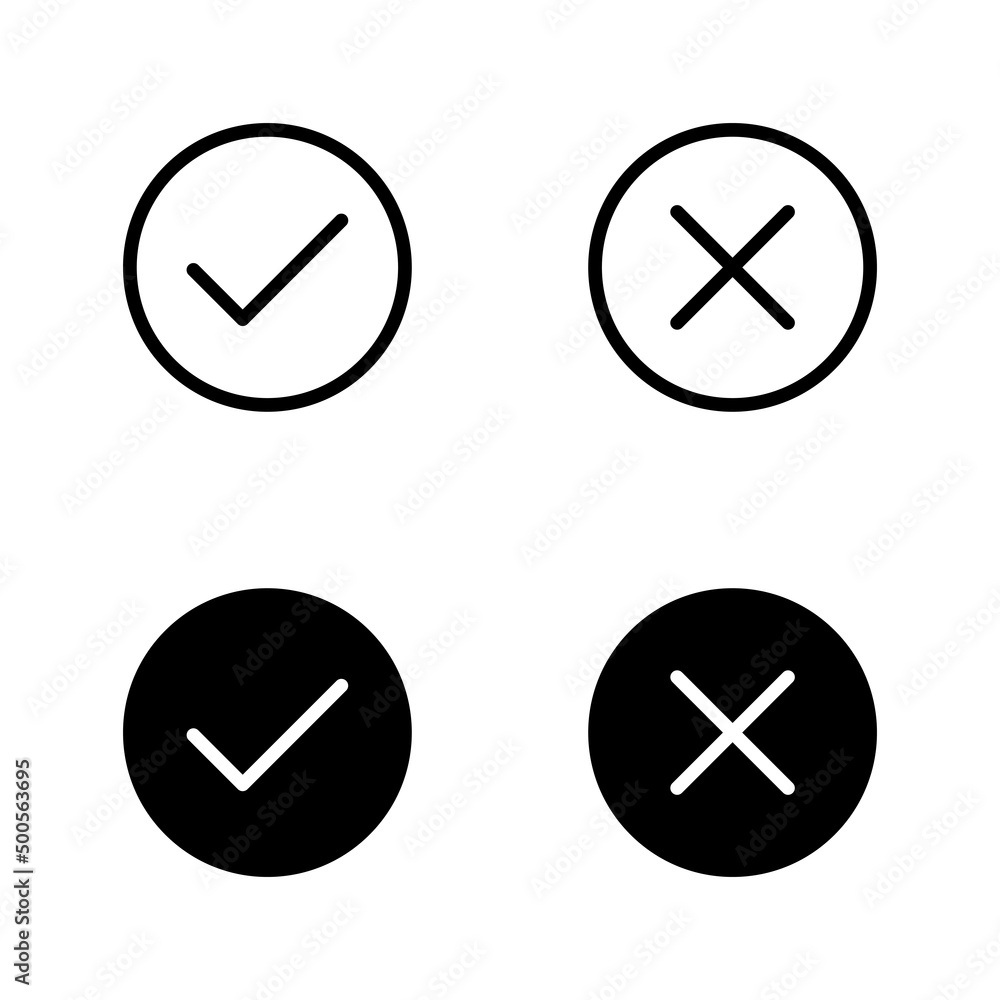 Checkmark and cross icon in circle Checkmark and cross icon in circle