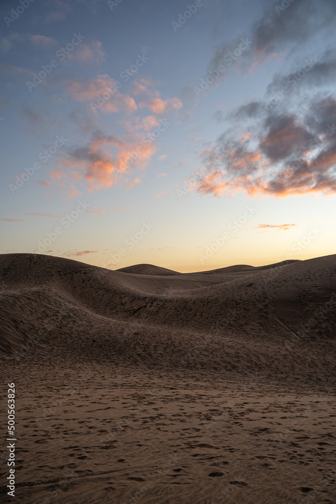 Vertical shot of colorful sunset on the dunes of Concón, Chile