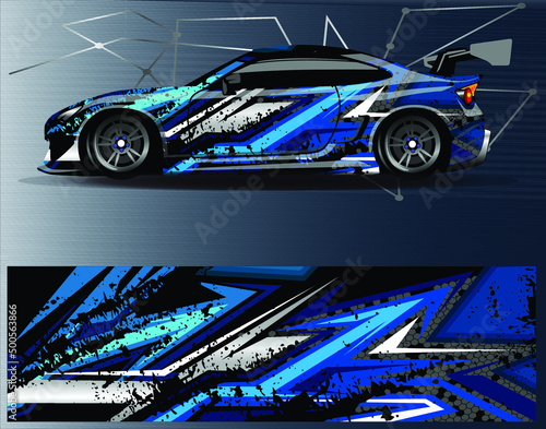 Race car wrap decal designs. Abstract racing and sport background for car livery or daily use car vinyl sticker