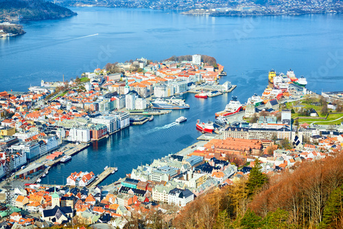 Bergen aerial panoramic view of Bryggen waterfront, Norway © Oleksandr Dibrova