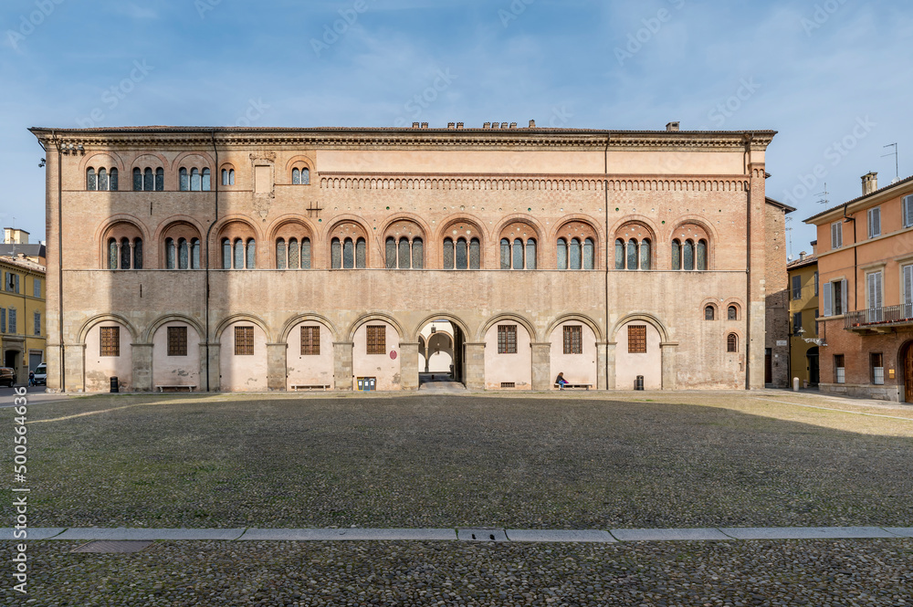 Vescovado palace and Piazza Duomo square in Parma, Italy