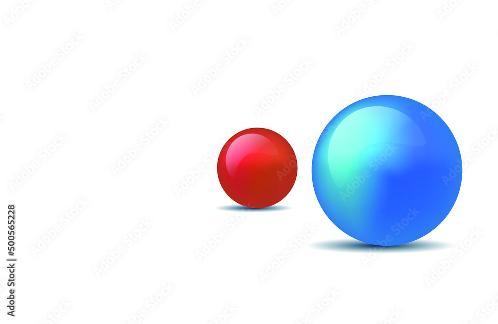 red and blue spheres on white red and blue spheres on white