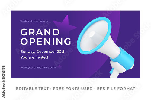 Grand opening invitation promo banner banner template