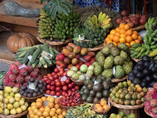 Fresh fruit and vegetables in a market in Funchal, Madeira