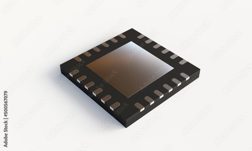 Fototapeta premium 3D Rendering of semiconductor chip with studio lighting