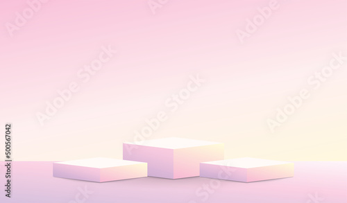 trendy sweet pastel gradient color product display podium 3d illustration vector for putting your cute object
