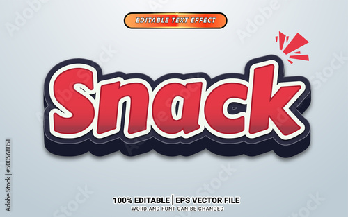 Snack crunchy red 3d text effect template design
