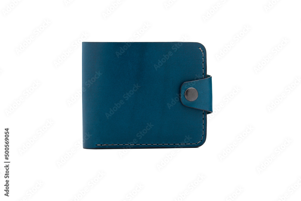 Stylish leather blue men wallet isolated on white background. Stylish leather blue men wallet isolated on white background.