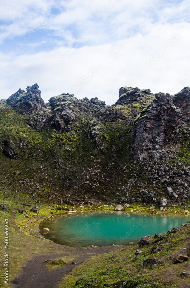 Clear green water in volcanic landsacpe