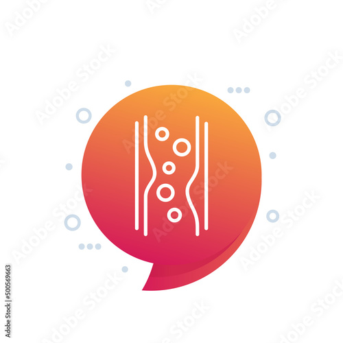 cholesterol in blood, artery line icon, vector