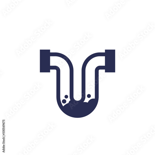 Clog in pipe icon on white