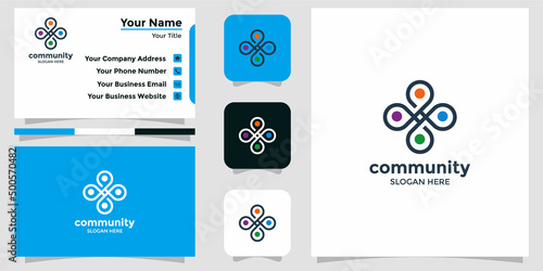 minimalist community logo design and branding card template