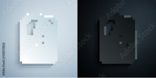 Paper cut Radioactive waste in barrel icon isolated on grey and black background. Toxic refuse keg. Radioactive garbage emissions, environmental pollution. Paper art style. Vector