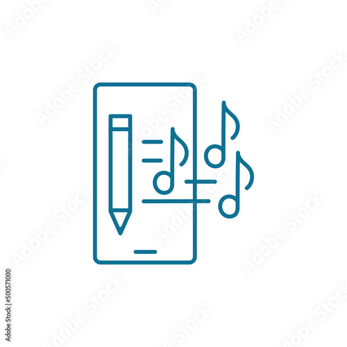 Music editor. Mobile app. Line vector icon. Editable outline stroke size.