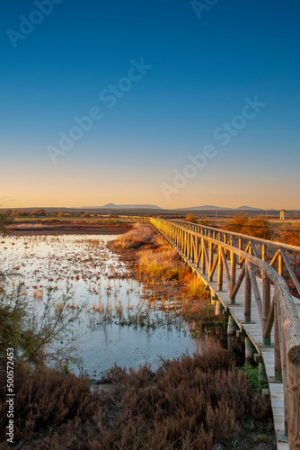 atardecer junto a la laguna de Fuente de Piedra en la provincia de Málaga, Andalucia 