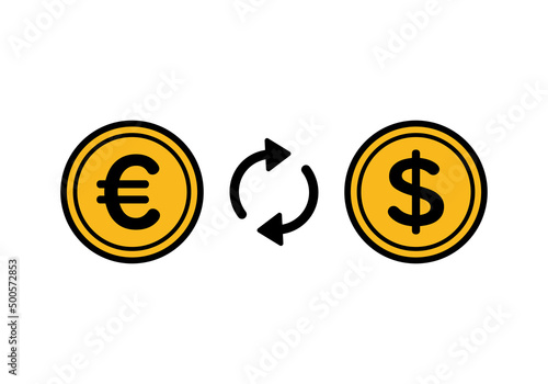 ドルとユーロの換金イラスト