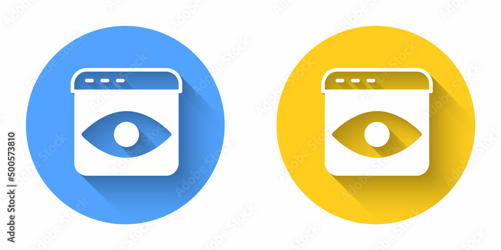 White Personal information collection icon isolated with long shadow background. Collection of personal data. Circle button. Vector White Personal information collection icon isolated with long shadow background. Collection of personal data. Circle button. Vector