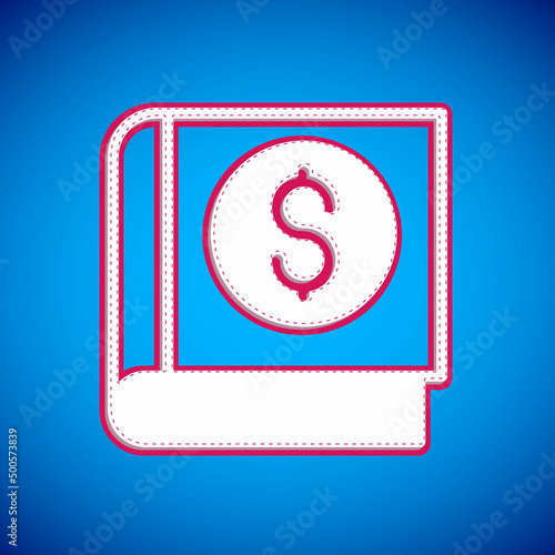 White Financial book icon isolated on blue background. Vector