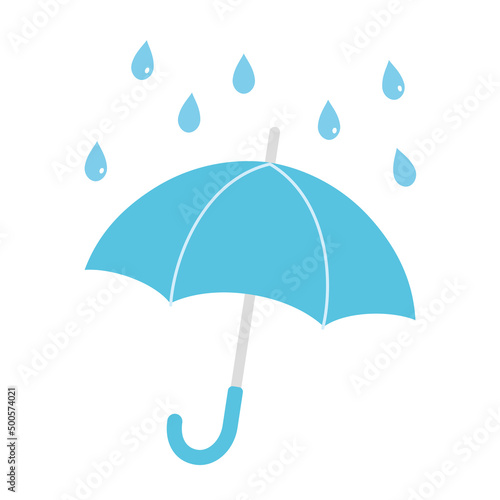 シンプルな雨と傘のイラスト　素材