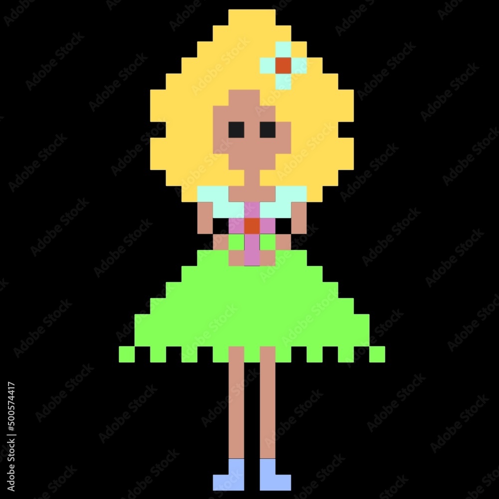 Obraz premium yellow haired pixel woman wearing elegant dress