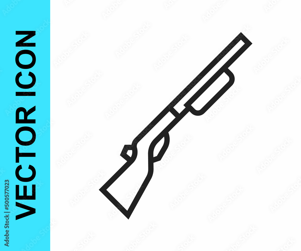 Black line Hunting gun icon isolated on white background. Hunting shotgun. Vector Black line Hunting gun icon isolated on white background. Hunting shotgun. Vector
