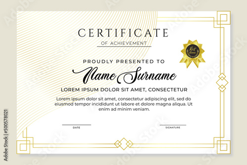 elegance golden border line certificate template