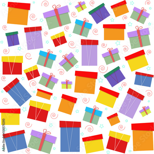 background, with gift boxes on a white background