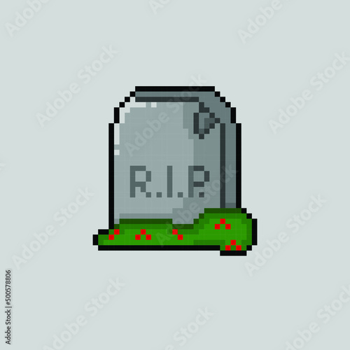 tombstone in pixel art style