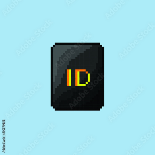 black id card in pixel art style