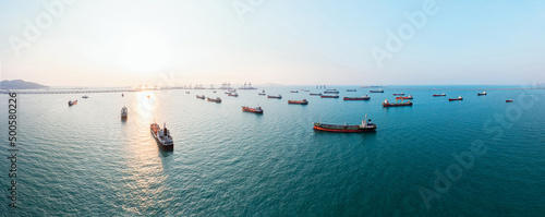 Oil tanker ship of business logistic sea going ship, Crude oil tanker lpg ngv at industrial estate Thailand  Group Oil tanker ship to Port of Singapore - import export photo