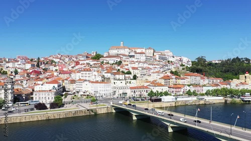 The Mondego River in Coimbra , Europe, Portugal, Center, in summer on a sunny day.
