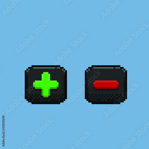 plus minus button in pixel art style