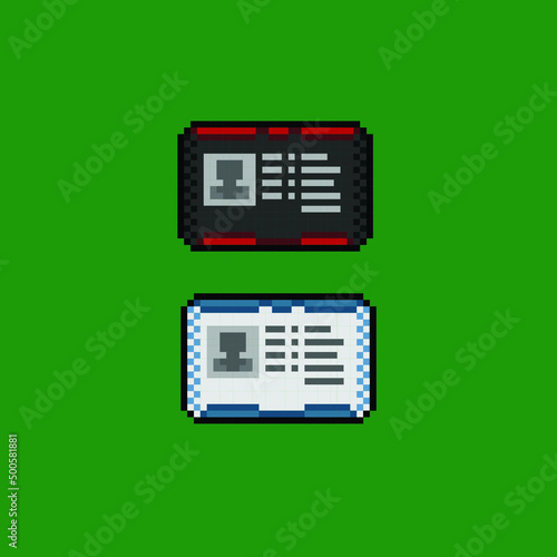 id card with different color in pixel art style